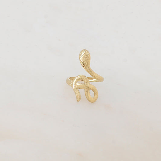 Bague fine en forme de serpent à motif carreaux