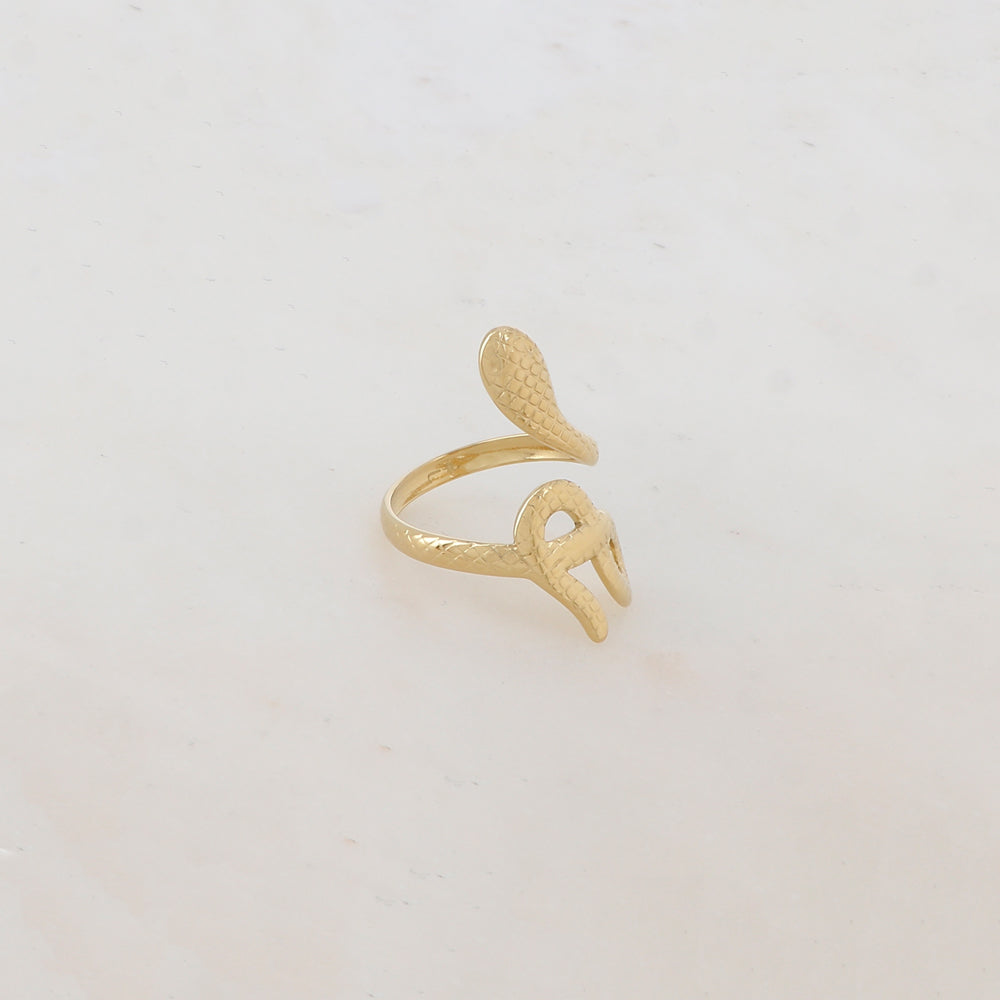 Bague fine en forme de serpent à motif carreaux