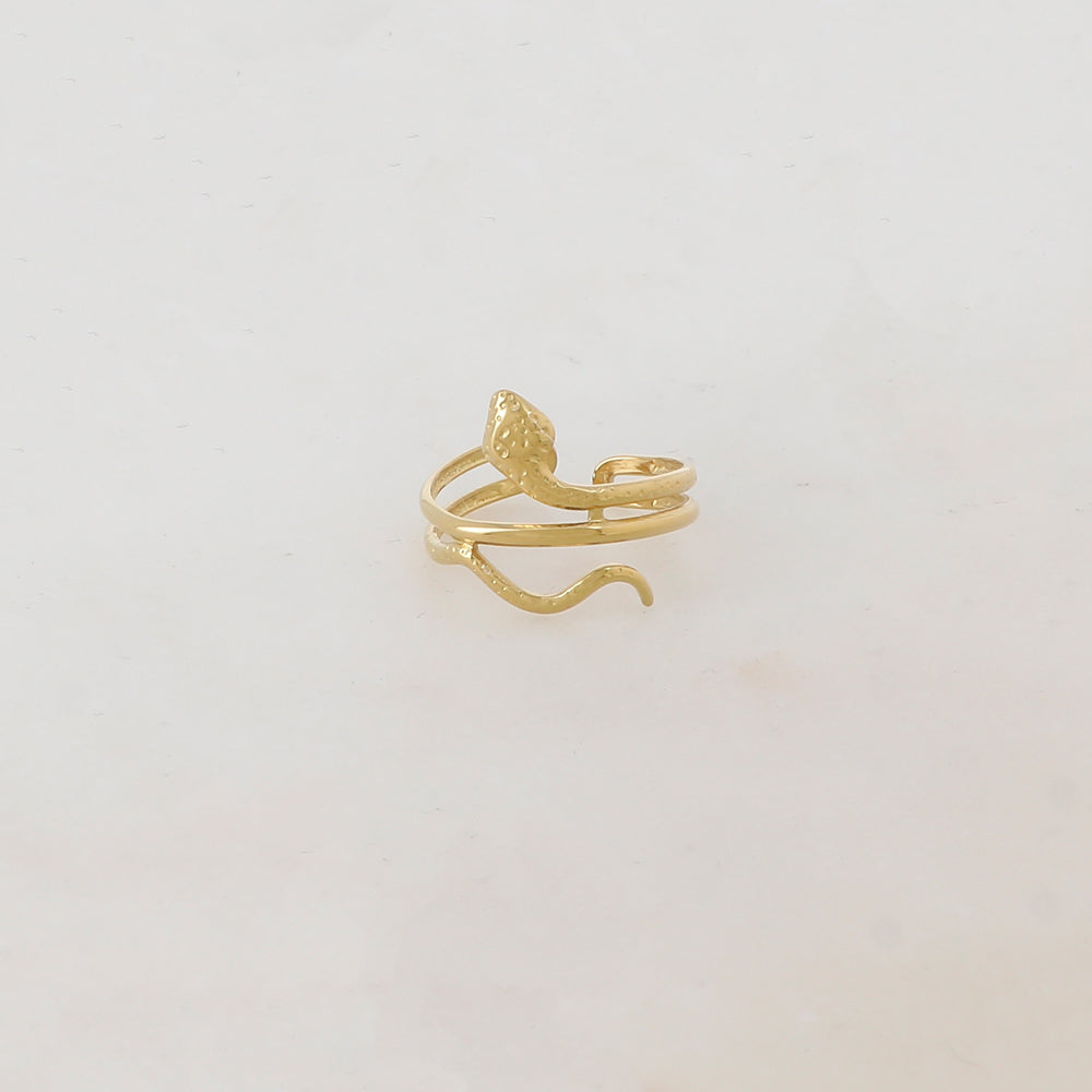 Bague fine multi-rangs en forme de serpent avec effet martelé et lisse