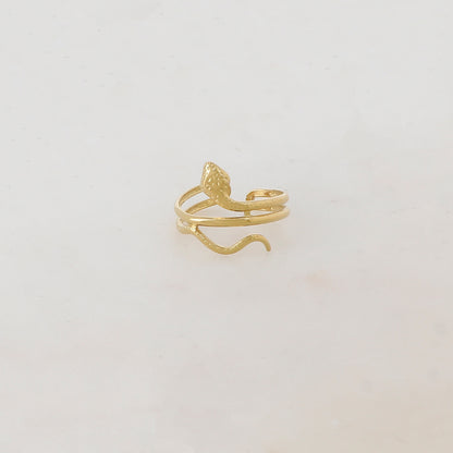 Bague fine multi-rangs en forme de serpent avec effet martelé et lisse
