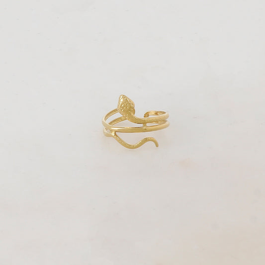Bague fine multi-rangs en forme de serpent avec effet martelé et lisse