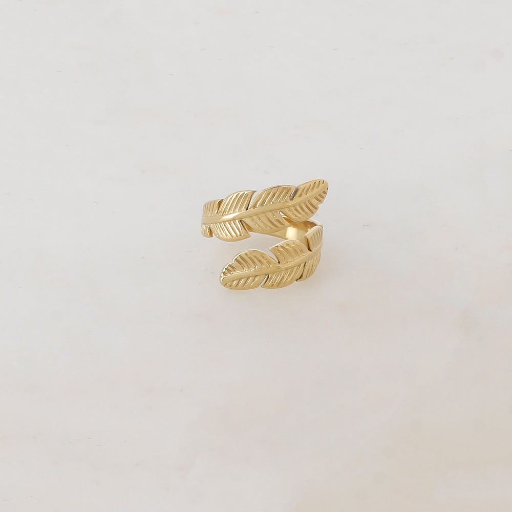 Bague fine avec 2 feuilles