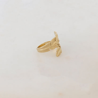 Bague fine avec 2 feuilles