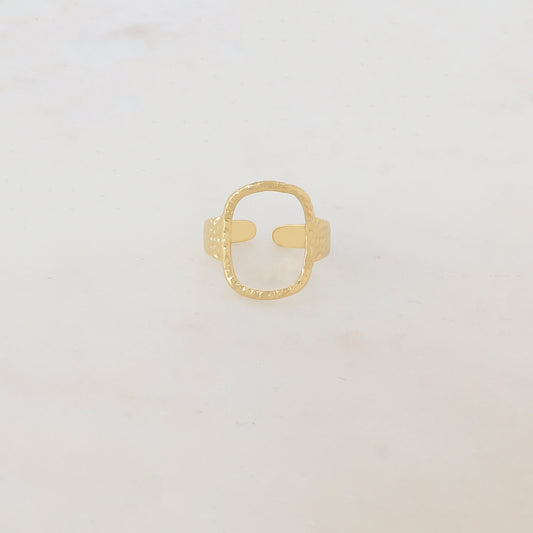 Bague fine martelée ajustable avec anneau