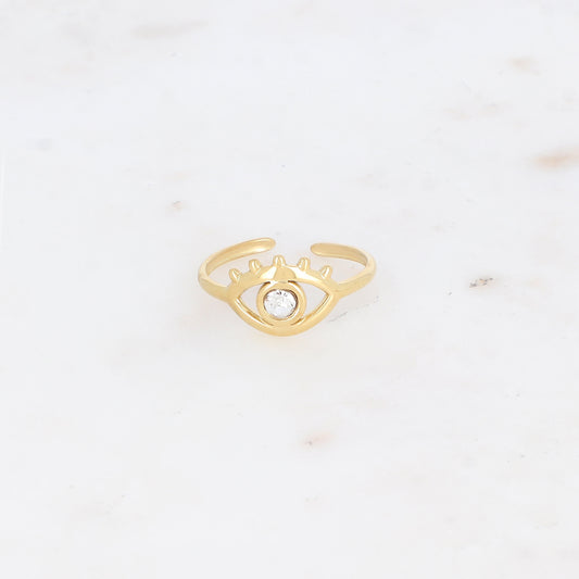 Bague oeil avec oxyde de zirconium - Blanc