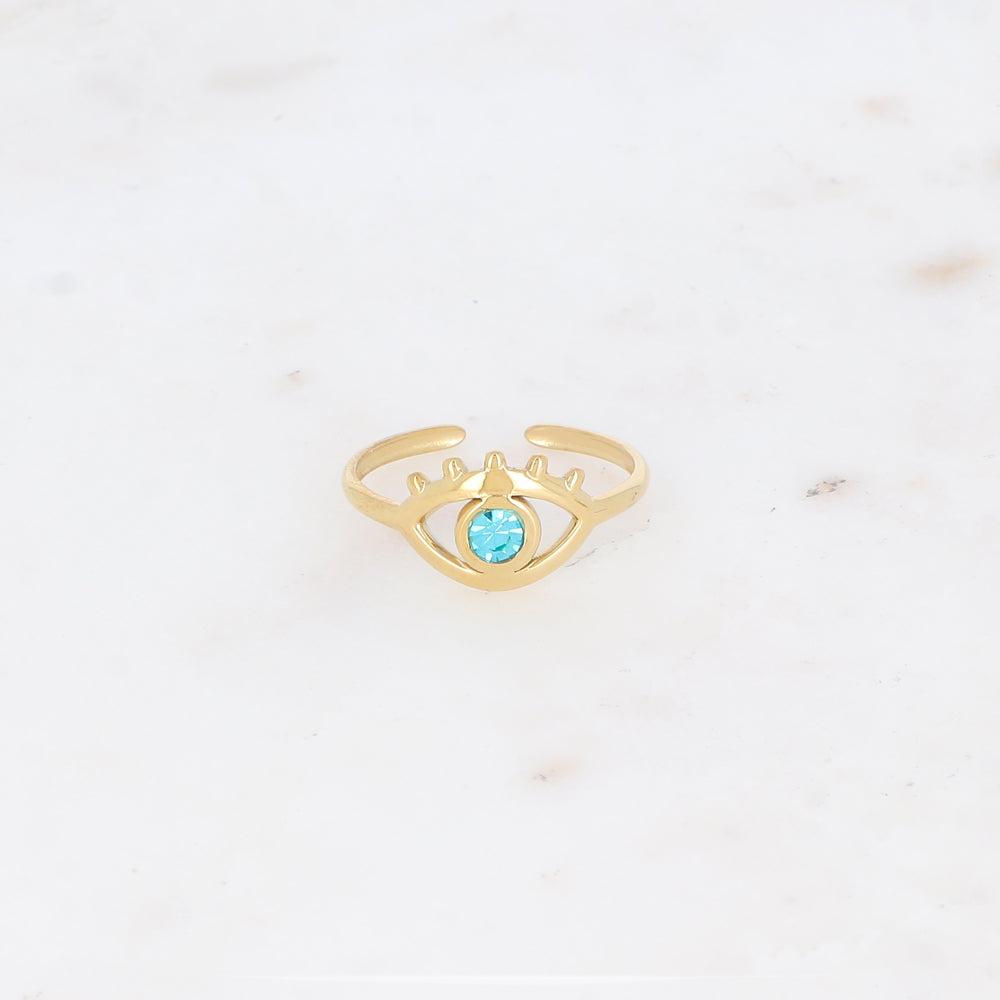 Bague oeil avec oxyde de zirconium - Turquoise