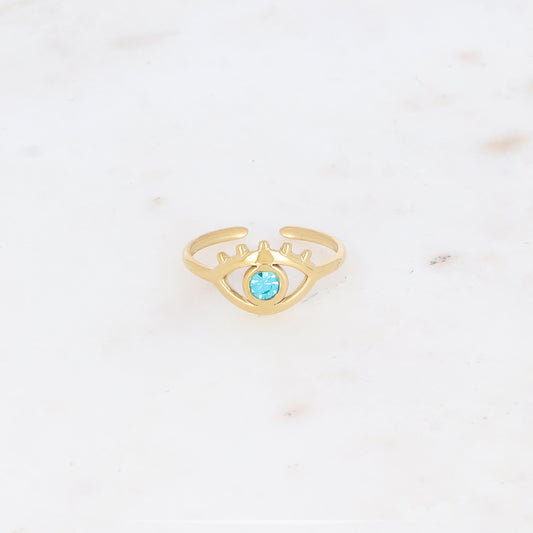 Bague oeil avec oxyde de zirconium - Turquoise