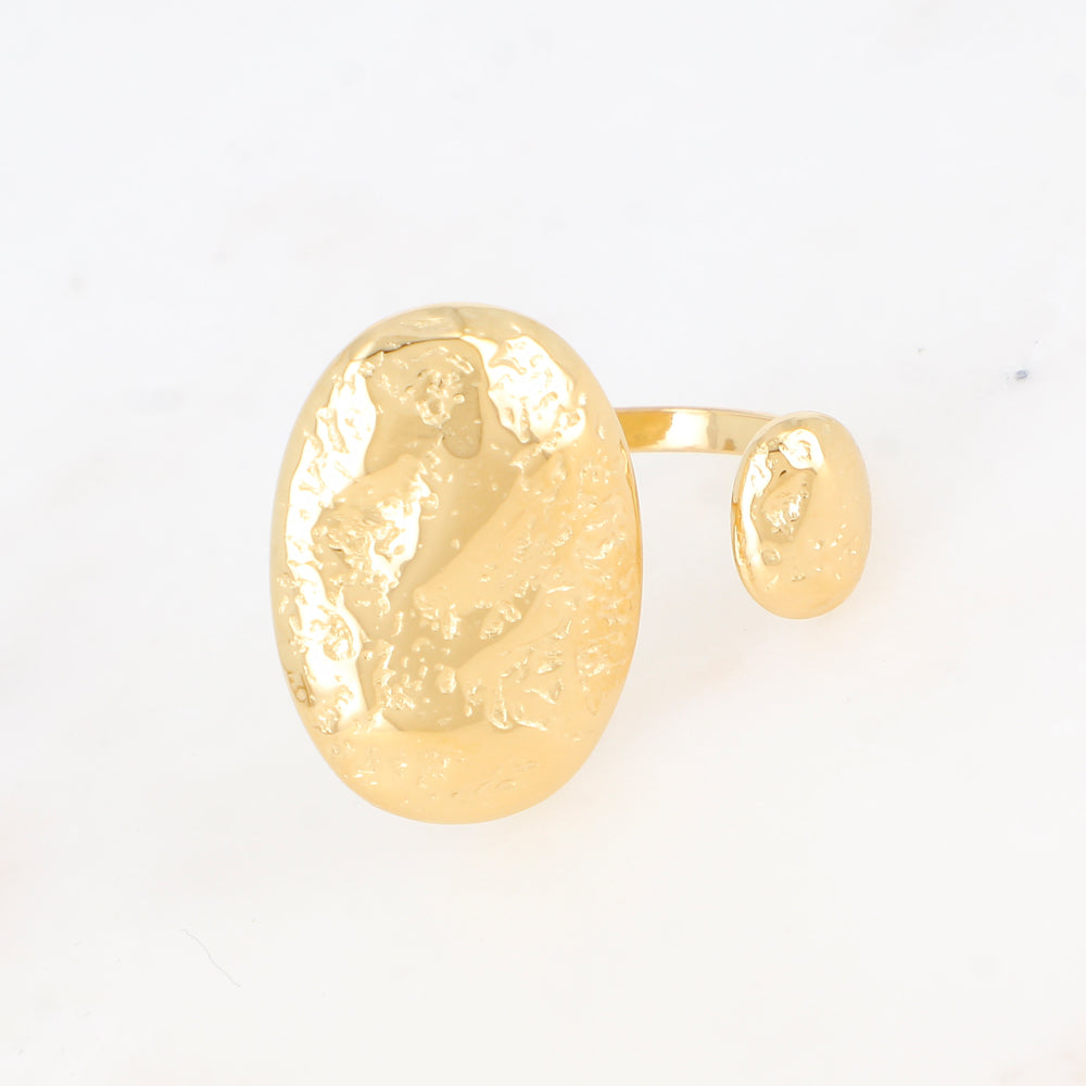 Bague avec deux pièces martelées ovales