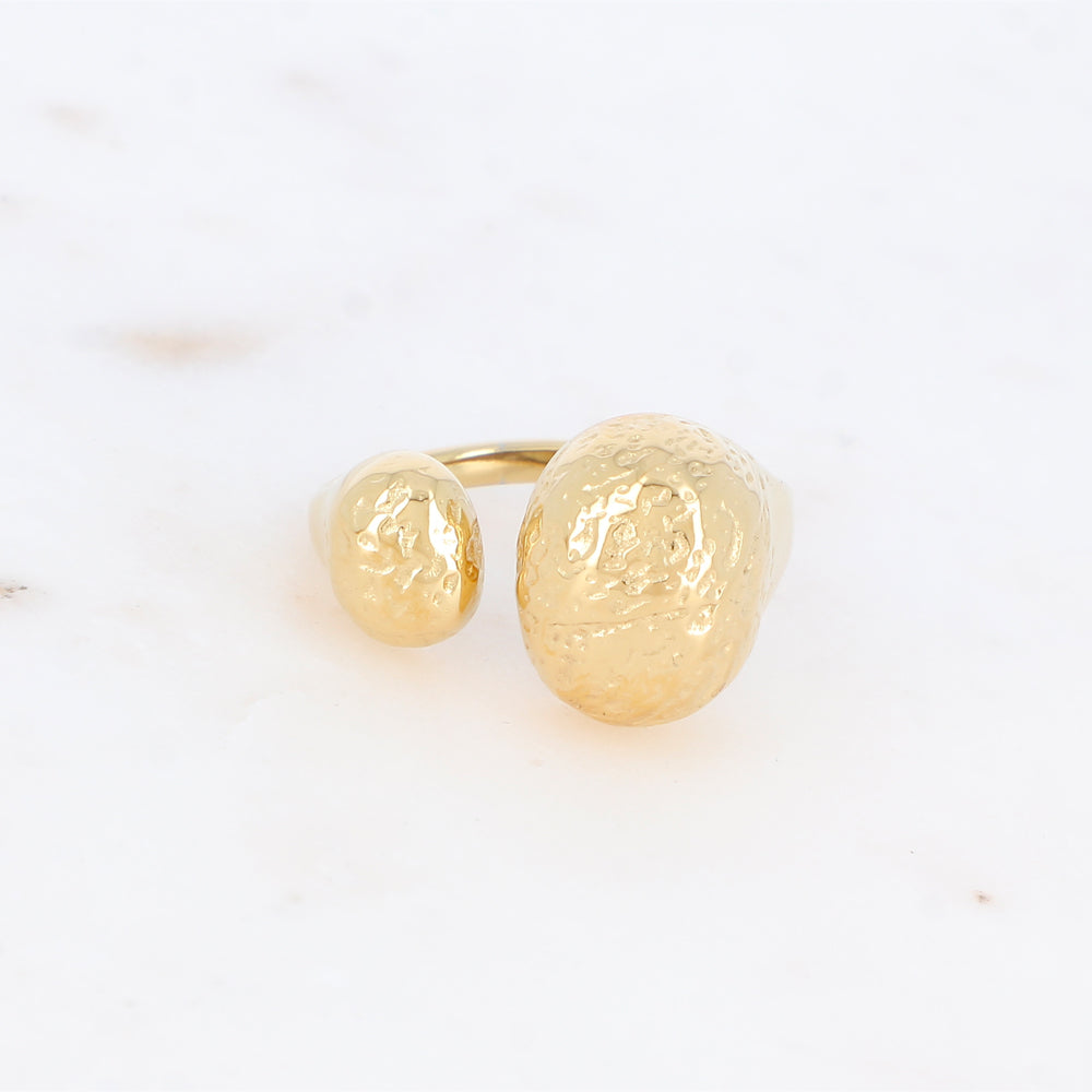 Bague avec deux pièces martelées