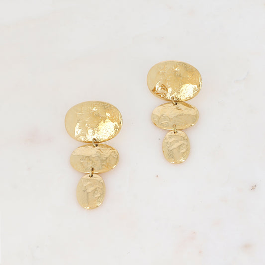 B.O. à puce à puce avec 3 pièces martelées et reliefées 2,8 x 5,5 cm