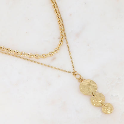 Collier avec pièces rondes martelées et refieffées (40/46+7CM)