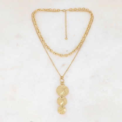 Collier avec pièces rondes martelées et refieffées (40/46+7CM)