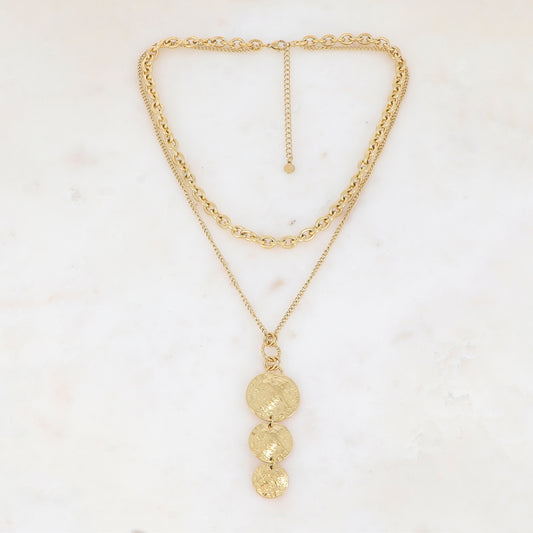 Collier avec pièces rondes martelées et refieffées (40/46+7CM)