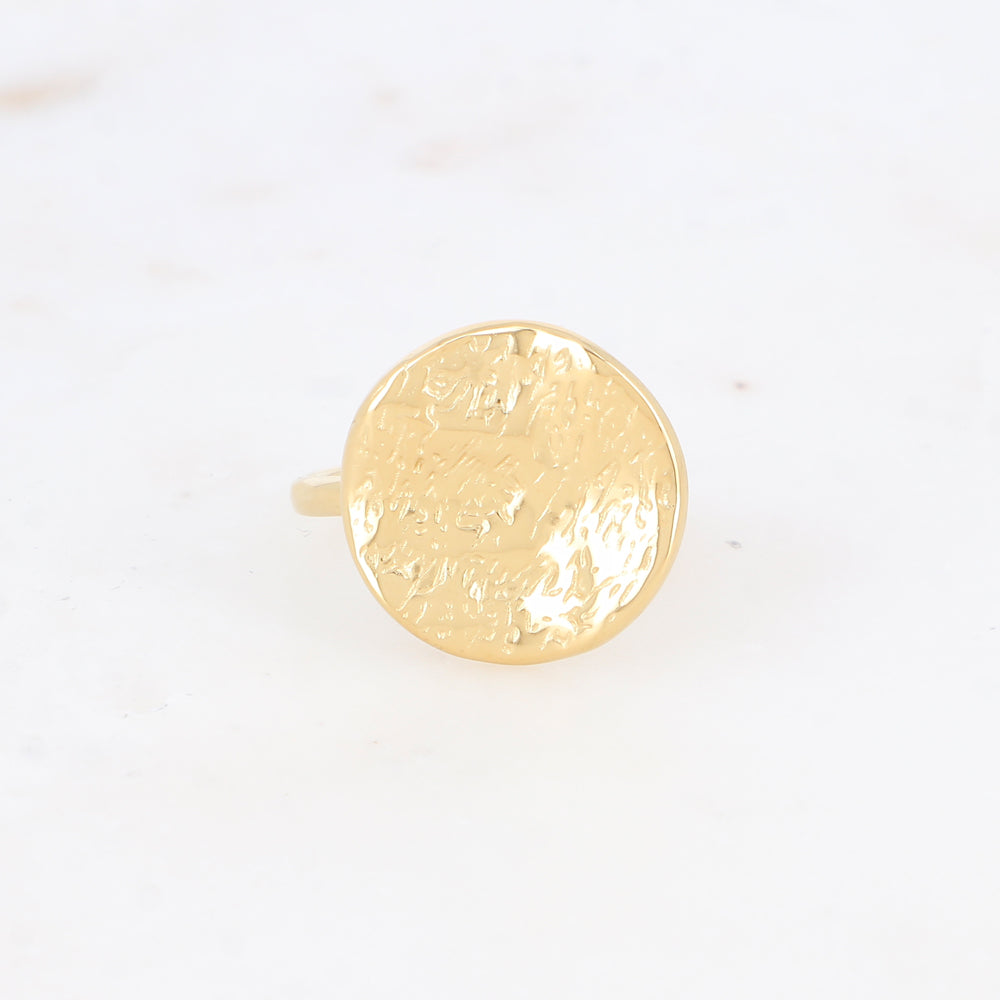 Bague avec pièce martelée et reliefée