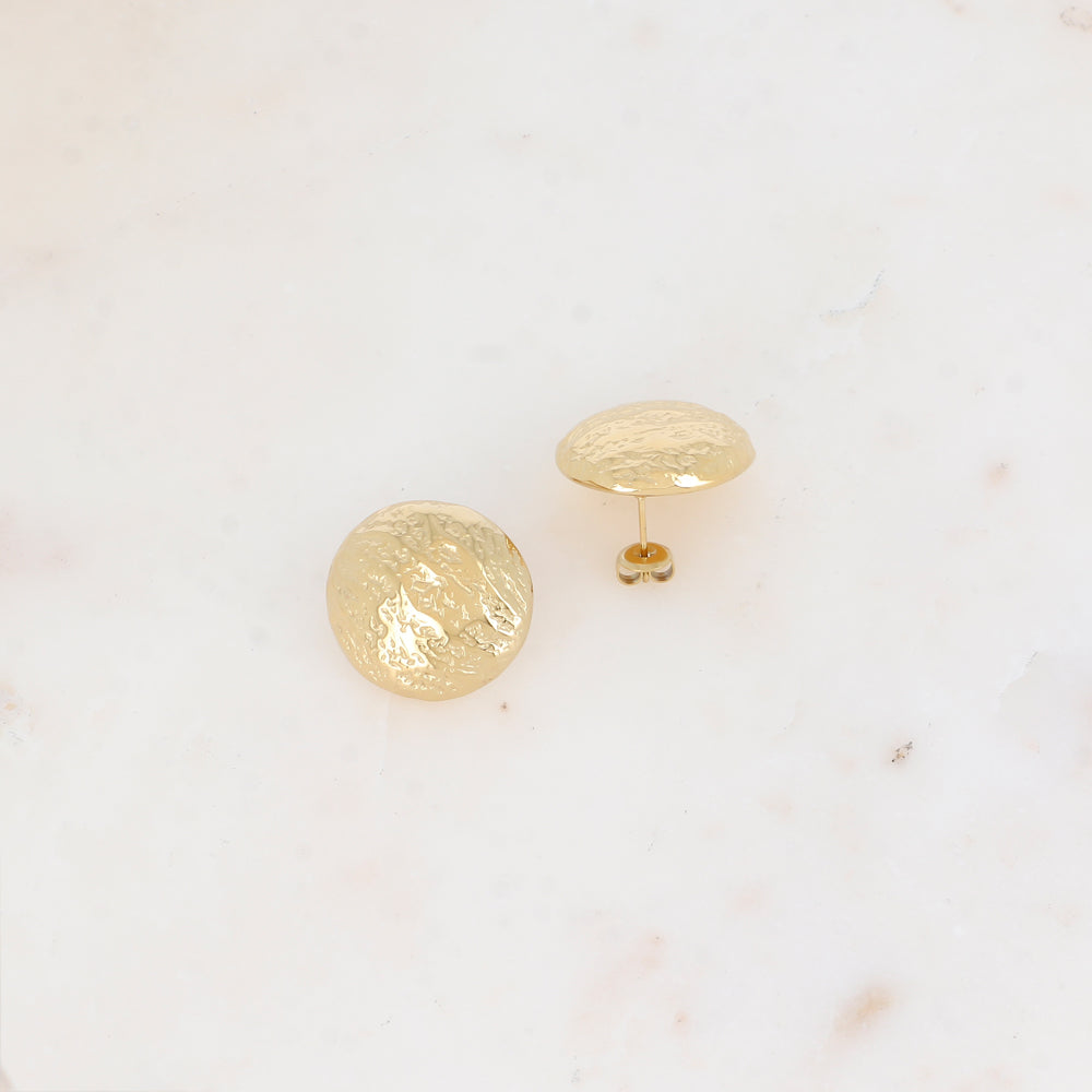 B.O. à puce avec pièce ronde martelée 2,5 x 2,5 cm
