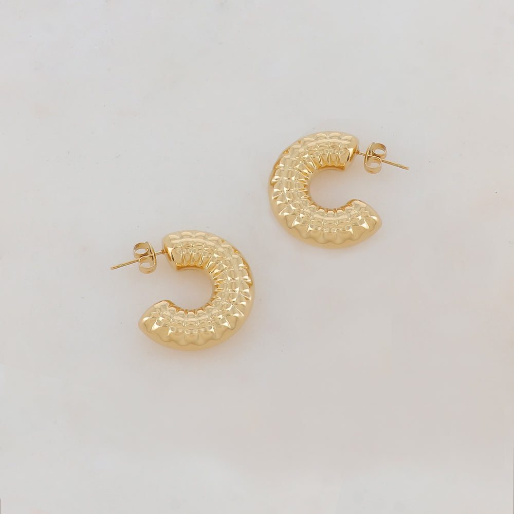 Créoles à puce avec motif graphique (2.5CM)