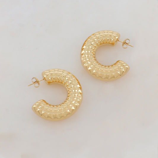 Créoles à puce avec motif graphique (3.5CM)