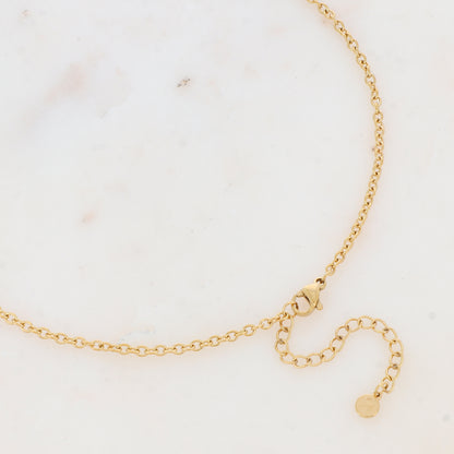 Collier avec anneaux texturés et nacre (60+5CM)