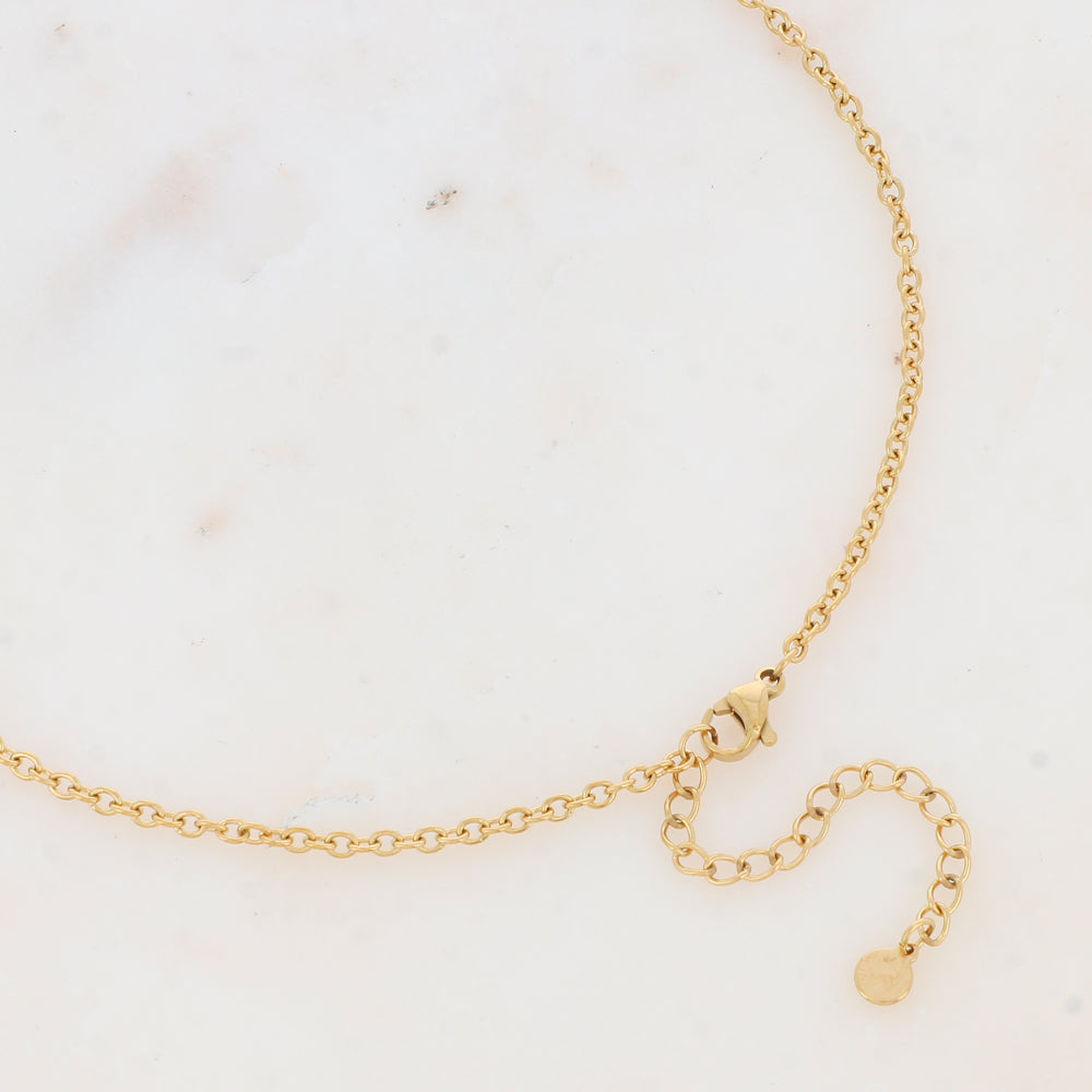 Collier avec anneaux texturés et pierre naturelle (60+5CM)