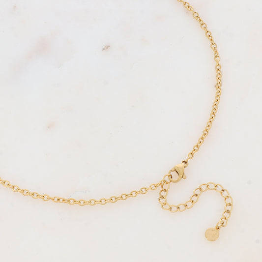 Collier avec anneaux texturés et pierre naturelle (60+5CM)