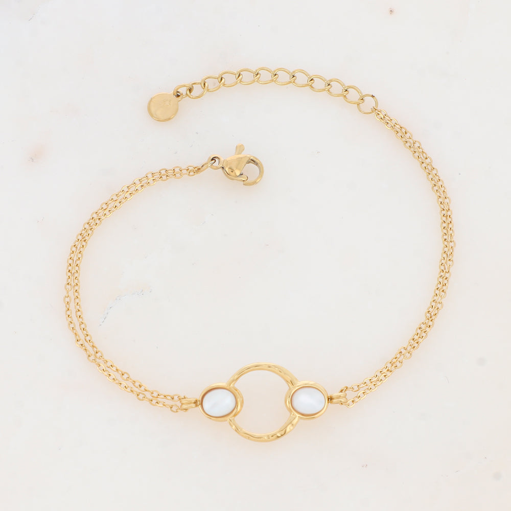 Bracelet avec anneau texturé et nacre
