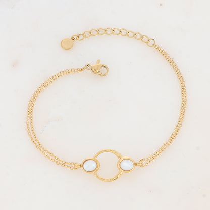 Bracelet avec anneau texturé et nacre