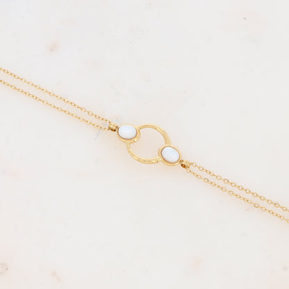 Bracelet avec anneau texturé et nacre