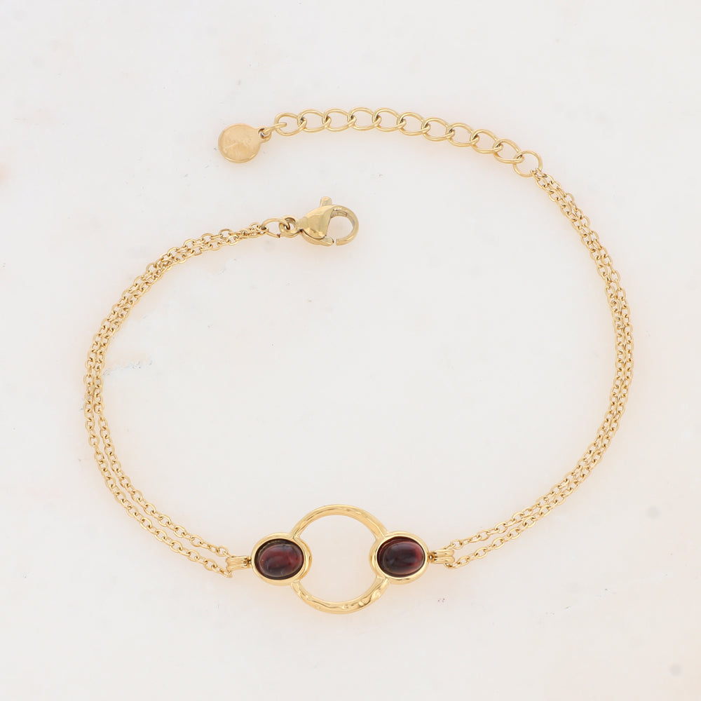 Bracelet avec anneau texturé et nacre