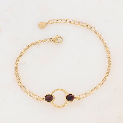 Bracelet avec anneau texturé et nacre