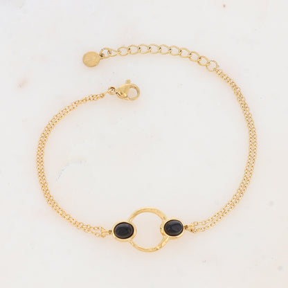 Bracelet avec anneau texturé et nacre