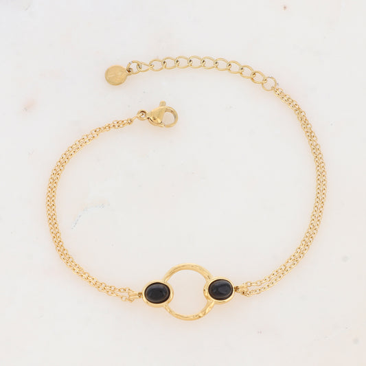 Bracelet avec anneau texturé et nacre