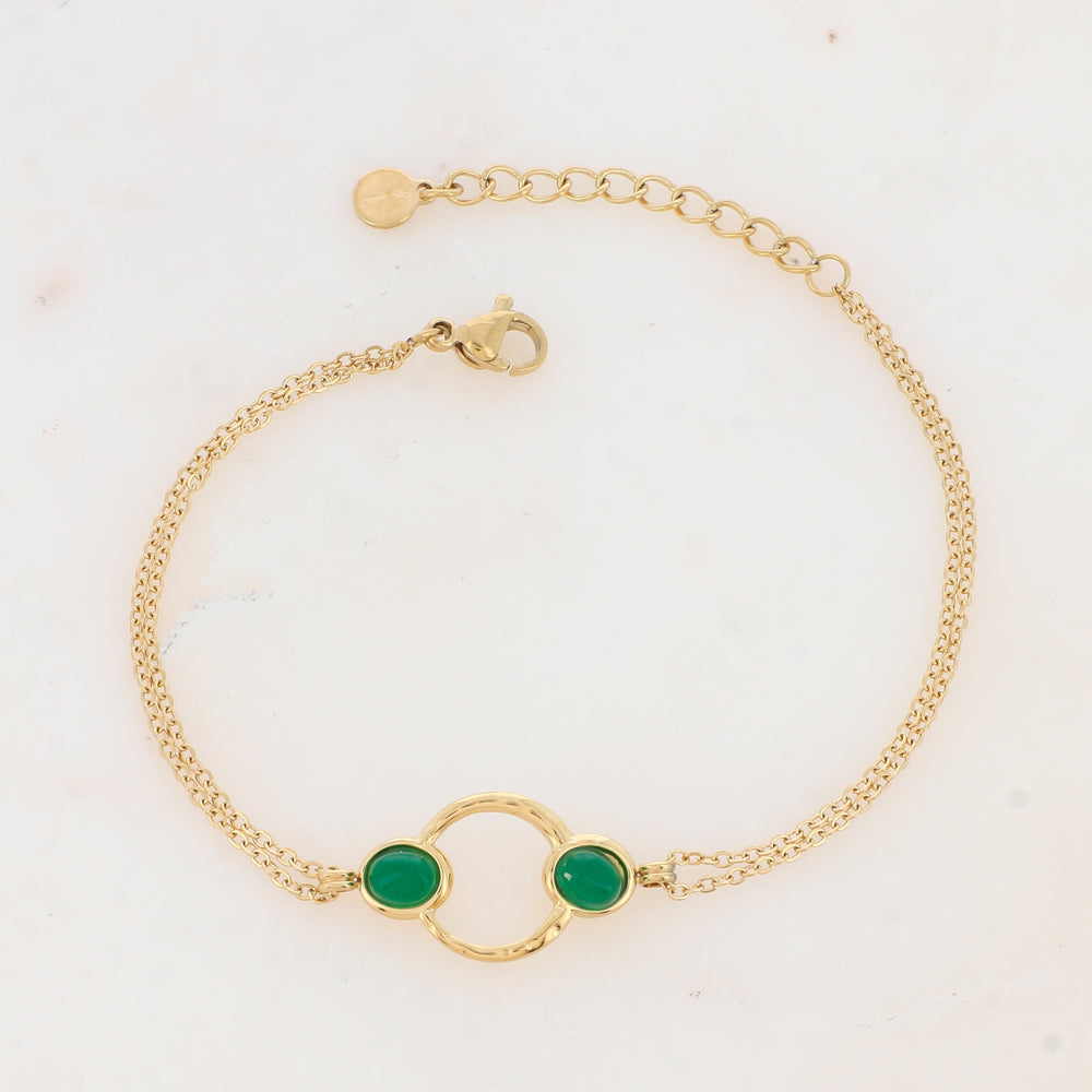 Bracelet avec anneau texturé et nacre