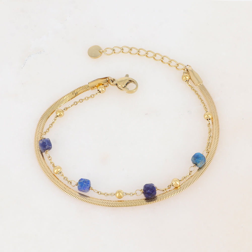 Bracelet double rangs avec pierres naturelles