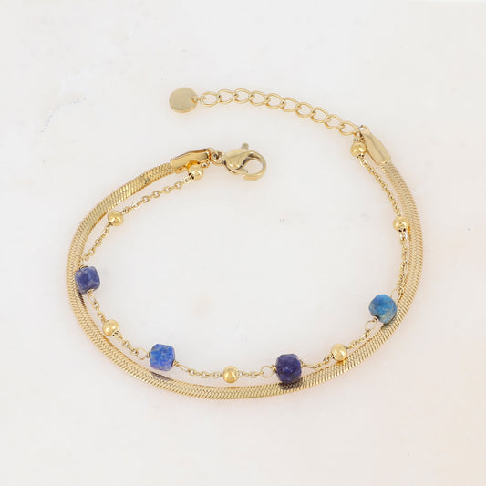 Bracelet double rangs avec pierres naturelles