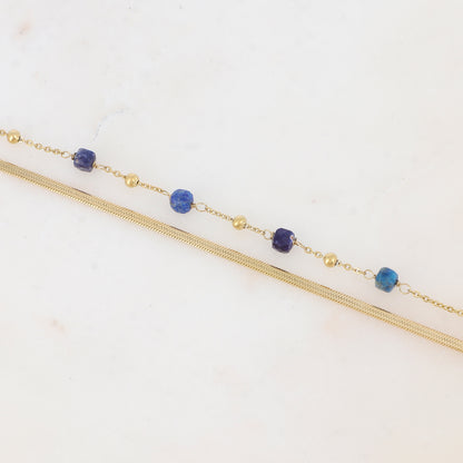 Bracelet double rangs avec pierres naturelles