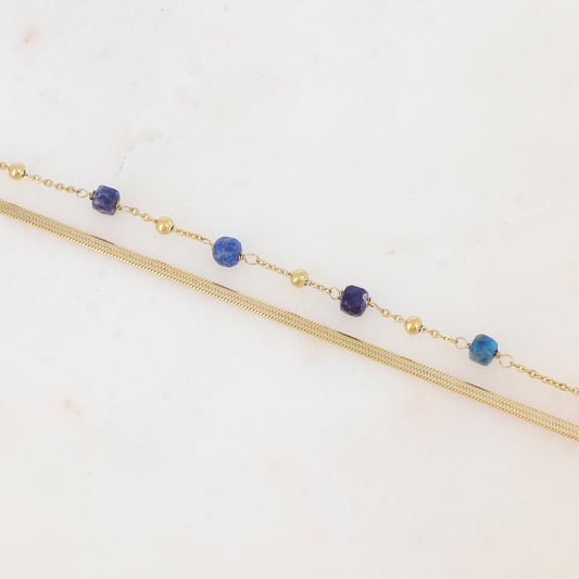 Bracelet double rangs avec pierres naturelles