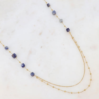 Sautoir avec perles en pierre naturelle (80+5CM)