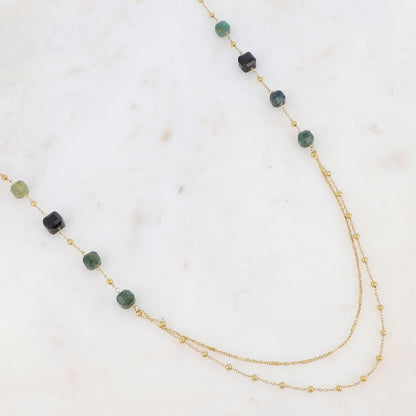 Sautoir avec perles en pierre naturelle (80+5CM)
