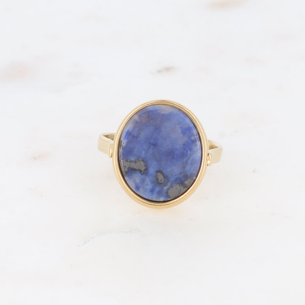 Bague ovale avec pierre naturelle - Sodalite
