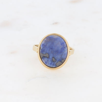 Bague ovale avec pierre naturelle - Sodalite