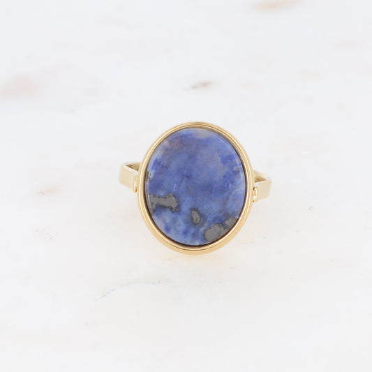 Bague ovale avec pierre naturelle - Sodalite
