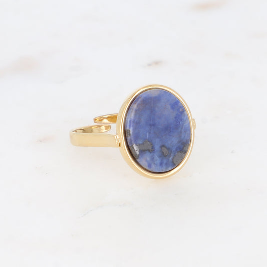 Bague ovale avec pierre naturelle - Sodalite