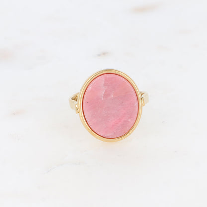 Bague ovale avec pierre naturelle - Rhodonite