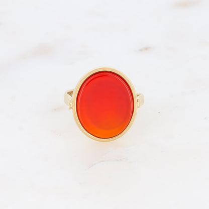 Bague ovale avec pierre naturelle - Cornaline
