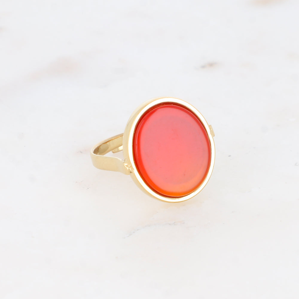 Bague ovale avec pierre naturelle - Cornaline