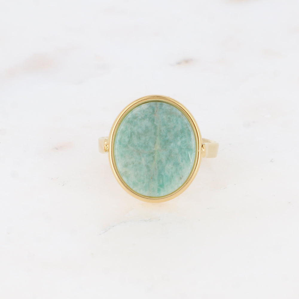 Bague ovale avec pierre naturelle - Amazonite