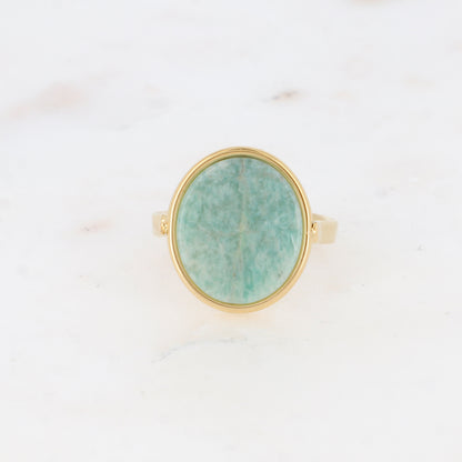 Bague ovale avec pierre naturelle - Amazonite