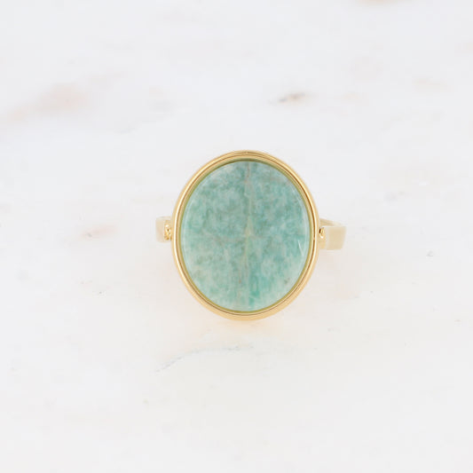 Bague ovale avec pierre naturelle - Amazonite
