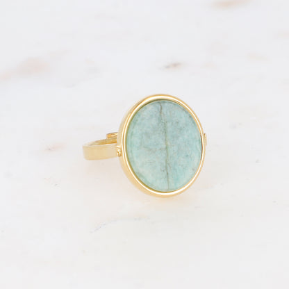 Bague ovale avec pierre naturelle - Amazonite