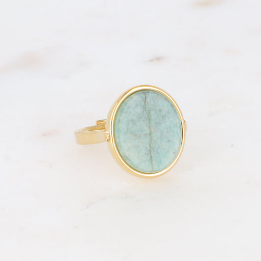 Bague ovale avec pierre naturelle - Amazonite